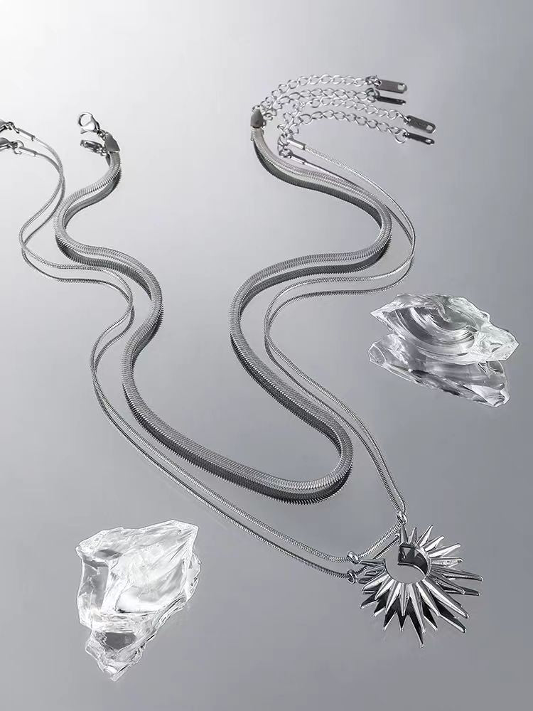 Double-Layer Sunflower Snake Chain Necklace
